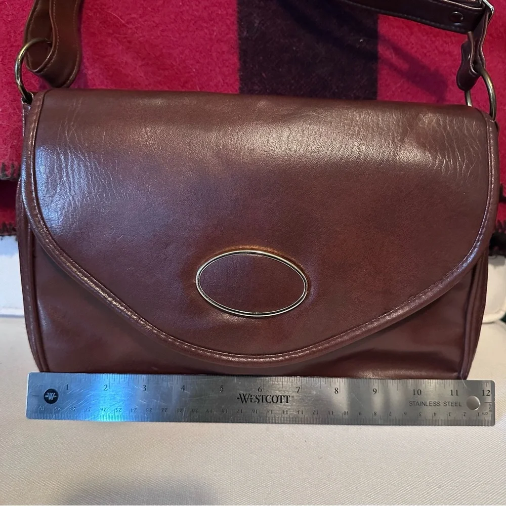 Adorable VGUC Vintage Brown Naugahyde Tandem Handbag - Picture 2 of 12